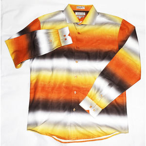 Avanti Uomo Daniel Slim Fit Men Long Sleeve Button Front Shirt Size XL 17-17 1/2